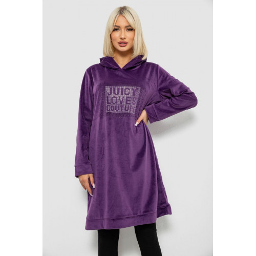 Туника женская однотонная велюровая, цвет фиолетовый, 257R338
