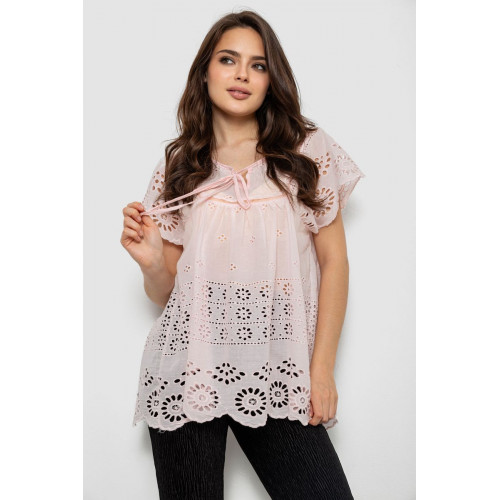 Блуза женская однотонная, цвет розовый, 244R2639