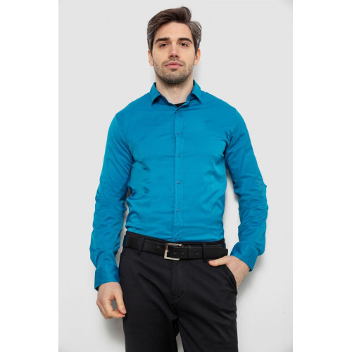Рубашка мужская однотонная, цвет бирюзовый, 186R6917