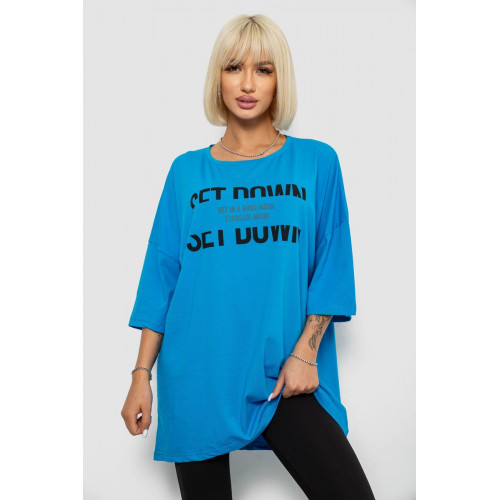 Футболка женская с принтом, цвет голубой, 244R3012-5
