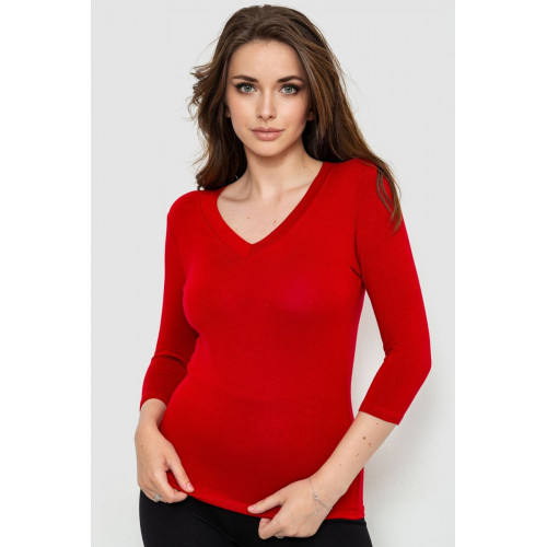 Лонгслив женский укороченный с рукавом 3/4, цвет бордовый, 186R509