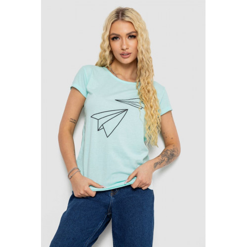 Футболка женская с принтом, цвет мятный, 244R2217