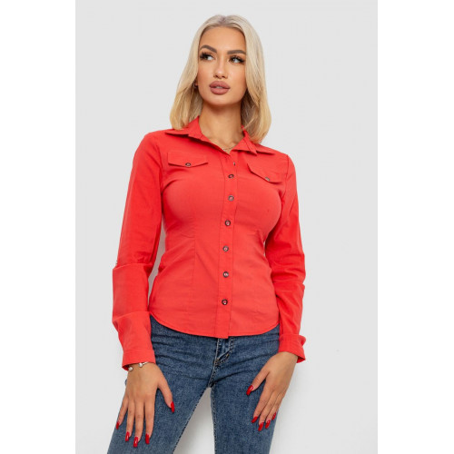 Рубашка женская однотонная, цвет коралловый, 230R068