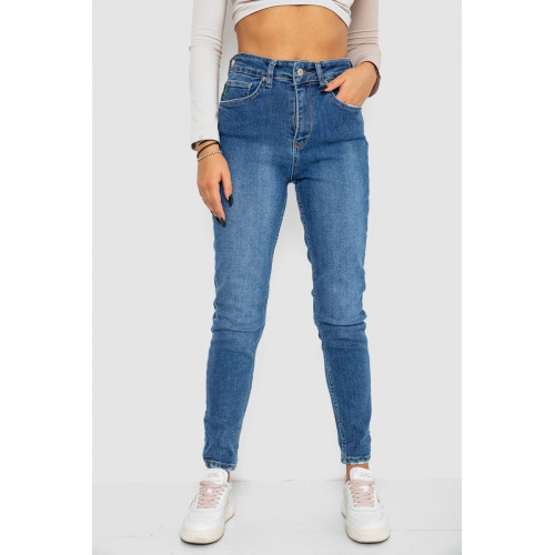 Джинсы женские стрейч Mom-fit, цвет синий, 244R1162
