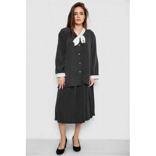 Костюм женский классический в горох, цвет черно-белый, 167R3002