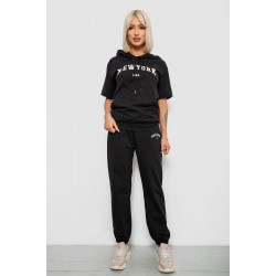 Костюм женский повседневный однотонный, цвет черный, 221R105