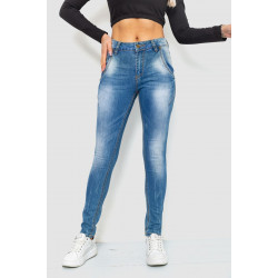 Джинсы женские с потертостями, цвет синий, 244RS07