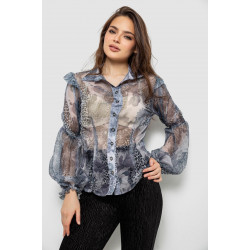 Блуза женская с принтом шифоновая, цвет серый, 230R1503-1