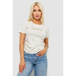 Футболка женская с принтом, цвет кремовый, 221R3303