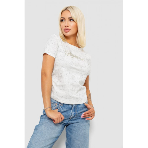 Футболка женская с принтом, цвет молочный, 221R3303