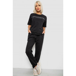Костюм женский повседневный однотонный, цвет черный, 221R101