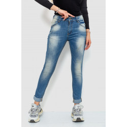 Джинсы женские с потертостями, цвет синий, 244RS06