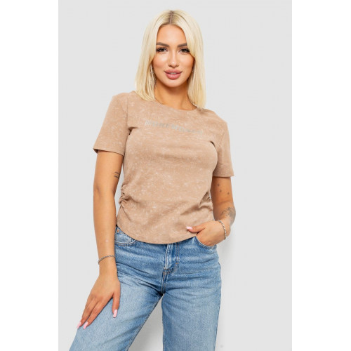 Футболка женская с принтом, цвет бежевый, 221R3307