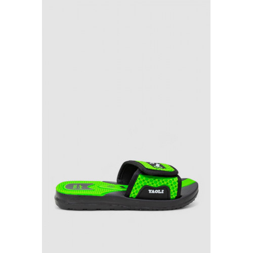 Шлепанцы резиновые для мальчиков, цвет черно-салатовый, 243R9001C-16