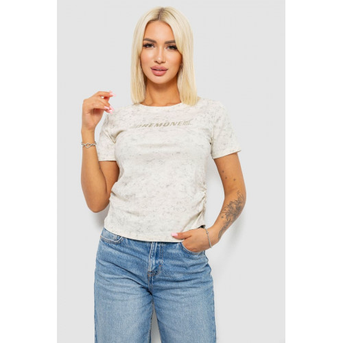 Футболка женская с принтом, цвет кремовый, 221R3307