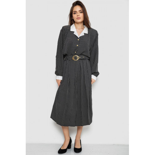 Костюм женский классический в горох, цвет черно-белый, 167R3001