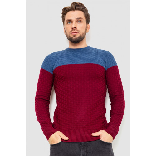 Свитер мужской двухцветный, цвет сине-бордовый, 161R1205