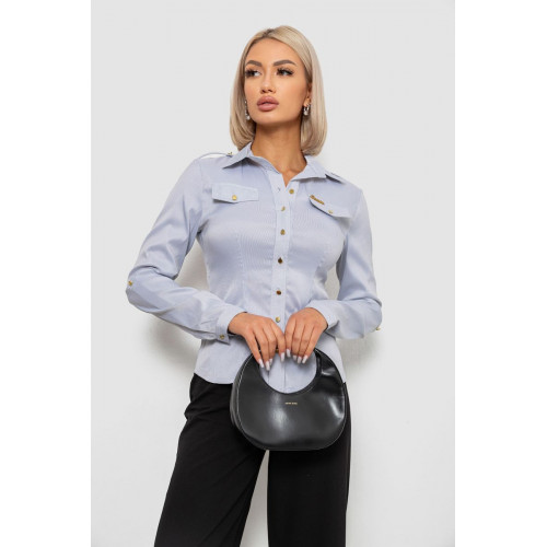 Рубашка классическая в полоску, цвет серый, 230R646