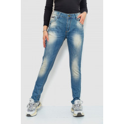 Джинсы женские с потертостями, цвет синий, 244RS05