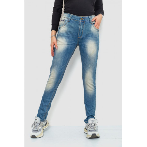 Джинсы женские с потертостями, цвет синий, 244RS05