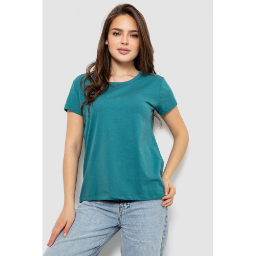 Футболка женская однотонная, цвет бирюзовый, 244R2806