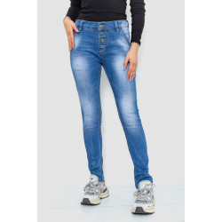 Джинсы женские с потертостями, цвет синий, 244RS08