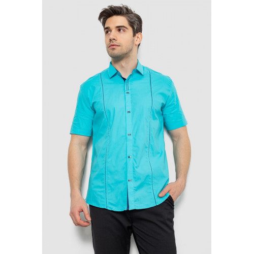 Рубашка мужская однотонная, цвет бирюзовый, 214R7003-5