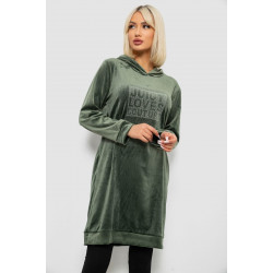 Туника женская однотонная велюровая, цвет оливковый, 257R338