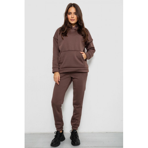 Спортивный костюм женский на флисе, цвет коричневый, 257R85
