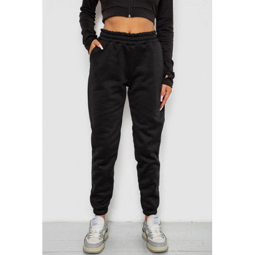 Спортивные штаны женские на флисе, цвет черный, 238R57012
