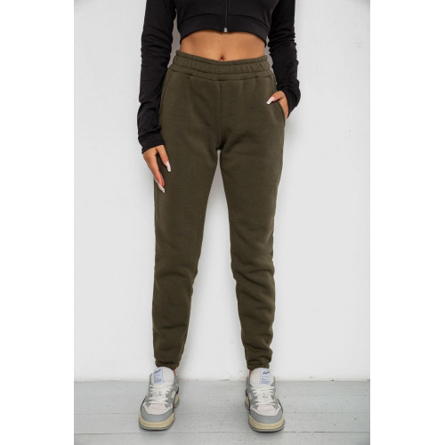 Спортивные штаны женские на флисе, цвет хаки, 238R57012