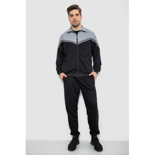 Спортивный костюм мужской, цвет серо-черный, 244R9147