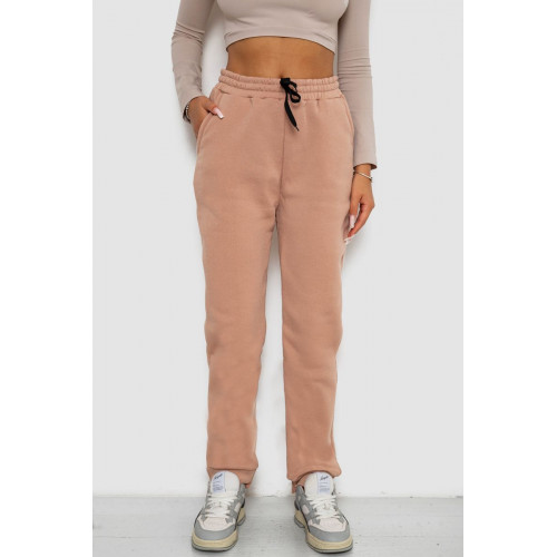Спортивные штаны женские на флисе, цвет бежевый, 238R57020