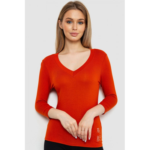 Женский лонгслив укороченный с рукавом 3/4, цвет терракотовый, 186R508