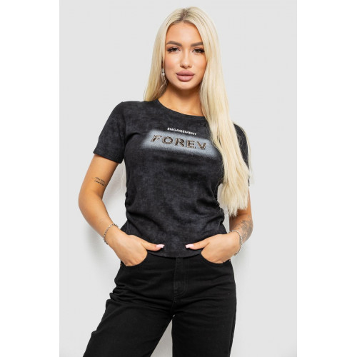 Футболка женская с принтом, цвет черный, 221R3302