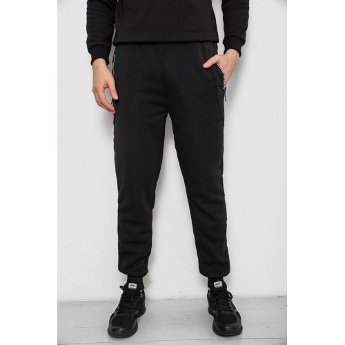 Спортивные штаны мужские на флисе, цвет черный, 244R6120