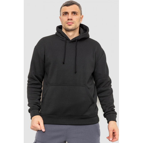 Худи мужской на флисе однотонный, цвет черный, 241R2650