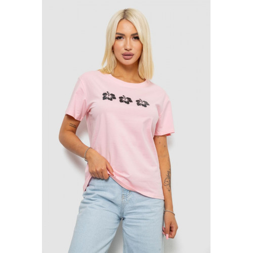 Футболка женская с принтом, цвет розовый, 221R5072